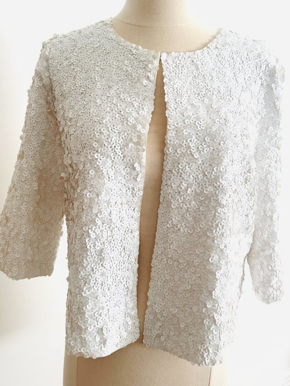 Vintage Calypso St Barth Sequin White Evening Occasion Jacket Size 2 Medium M